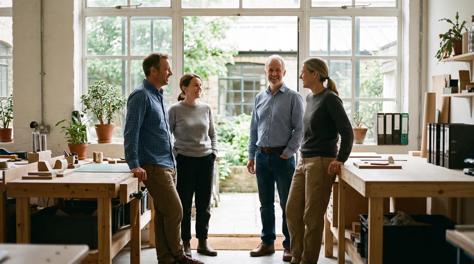 Team eines mittelständischen Betriebs in seiner Werkstatt